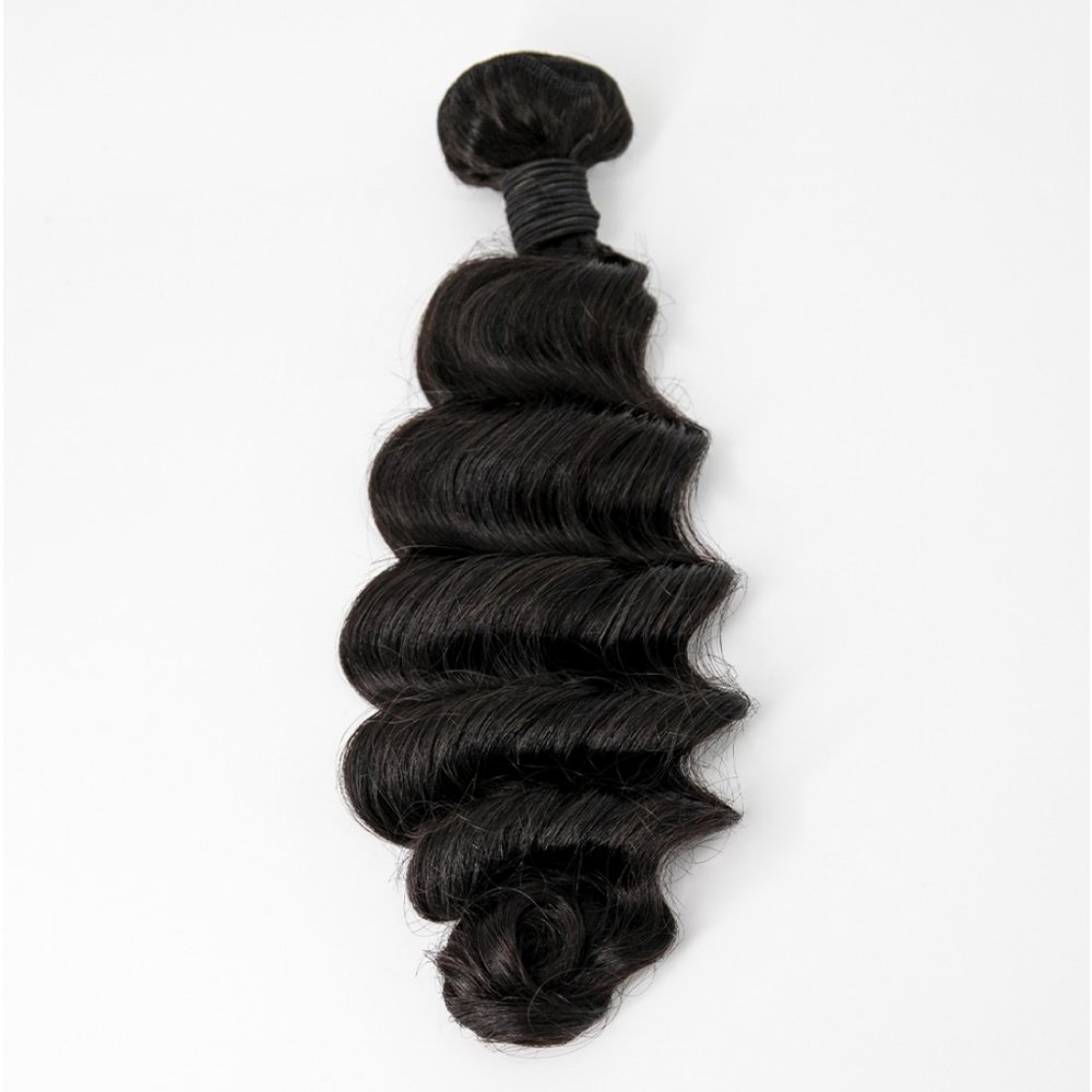16 Inch Ocean Wavy Virgin Brazilian Hair #1B Natural Black